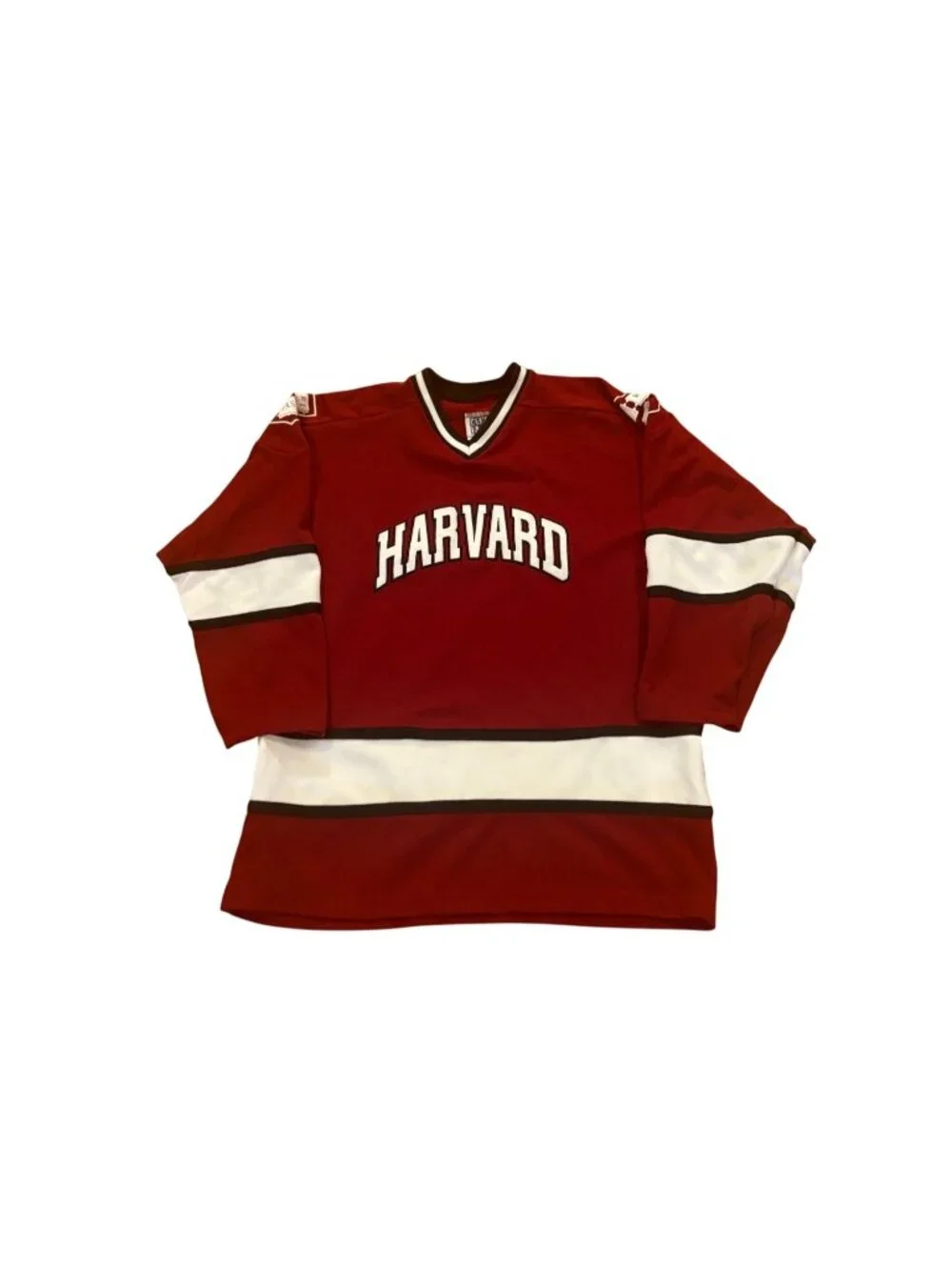 Vintage 90s Harvard Crimson Stitched NCAA Hockey Jersey Made in USA Youth L/XL - Picture 1 of 7